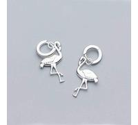 S925 White Mushroom Loop Woman Korean Style Simple Pink Flamingo Earrings Fashion Cute Animal Earringsone Pair, LJBLEUSK