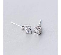 S925 Women's Silver Earrings Han Sen Sweet Diamond Love Cube Short Earrings, LJBLEUSK