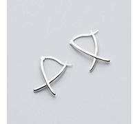 S925 Women's Silver Earrings Korean Style Fashion Personality Earrings cross Temperament Simple and Short Earringring, LJBLEUSK
