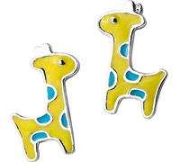 S925 Women's Silver Earrings Style Korean Art Earrings Cute Giraffe Deer Animal Sweet Blue, LJBLEUSK