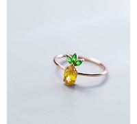 S925 Women's Silver Ring Korean Style Fashion Diamond Pineapple Ring Temperament Summer Fruit Ring Femmeor Pink, 47, LJBLEUSK