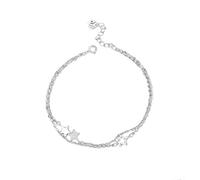 S925Zircon Star Bracelet Elegant Openwork Five-Pointed Star Double-Layer Bracelet Women's Sterling Silver Jewelry Platinum