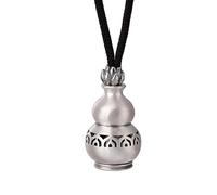S999 Pure Silver Vintage Gourd & Lotus Pendant Necklace with Adjustable Cord
