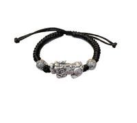 S999 pure silver vintage Handmade Braided Red Bracelet Tibetan Lucky Amulet Knot Bracelet Woven Thread String Pi xiu Attract Lucky Wealthy Bangle for Women/Men(Black)