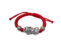 S999 pure silver vintage Handmade Braided Red Bracelet Tibetan Lucky Amulet Knot Bracelet Woven Thread String Pi xiu Attract Lucky Wealthy Bangle for Women/Men(Red)