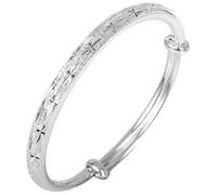 S999 Sterling Silver Bangle Bracelets for Women Cuff Bracelets, Simple Adjustable Handmade Bracelets,Mothers Day Gift for Mom Grandma Gift for Her or Him,single adult bracelet
