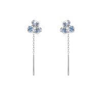 S999 Sterling Silver Iris Flower Stud and Drop Earrings, Light Blue Crystal, 6x5mm