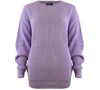 SA Fashions Oversized New Ladies Womens Chunky Baggy Jumper Knitted Sweater Thick Top Pull On Lilac 12-14