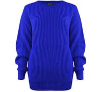 SA Fashions Oversized New Ladies Womens Chunky Baggy Jumper Knitted Sweater Thick Top Pull On Royal Blue 12-14