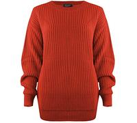 SA Fashions® Oversized New Ladies Womens Chunky Baggy Jumper Knitted Sweater Thick Top S-XL 8-18 (LXL (16-18), Tangerine)