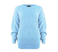 SA Fashions® Oversized New Ladies Womens Chunky Baggy Jumper Knitted Sweater Thick Top S-XL 8-18 (LXL (16-18), Sky Blue)