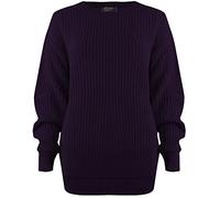SA Fashions® Oversized New Ladies Womens Chunky Baggy Jumper Knitted Sweater Thick Top S-XL 8-18 (LXL (16-18), Purple)