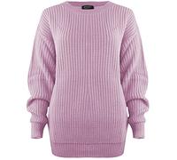 SA Fashions® Oversized New Ladies Womens Chunky Baggy Jumper Knitted Sweater Thick Top S-XL 8-18 (LXL (16-18), Baby Pink)