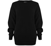 SA Fashions® Oversized New Ladies Womens Chunky Baggy Jumper Knitted Sweater Thick Top S-XL 8-18 (M/L (12-14), Black)