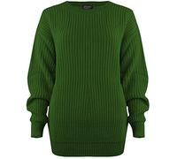 SA Fashions® Oversized New Ladies Womens Chunky Baggy Jumper Knitted Sweater Thick Top S-XL 8-18 (M/L (12-14), Jade Green)