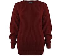 SA Fashions® Oversized New Ladies Womens Chunky Baggy Jumper Knitted Sweater Thick Top S-XL 8-18 (M/L (12-14), Wine)