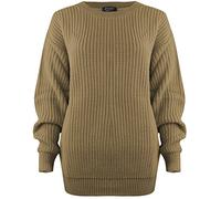 SA Fashions® Oversized New Ladies Womens Chunky Baggy Jumper Knitted Sweater Thick Top S-XL 8-18 (S/M (8-10), Stone)
