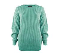 SA Fashions® Oversized New Ladies Womens Chunky Baggy Jumper Knitted Sweater Thick Top S-XL 8-18 (S/M (8-10), Aqua)