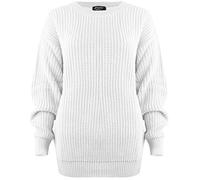 SA Fashions® Oversized New Ladies Womens Chunky Baggy Jumper Knitted Sweater Thick Top S-XL 8-18 (S/M (8-10), White)