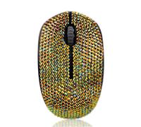 SA@ Luxury 6 Colors Bling Crystal Rhinestone 2.4G Wireless Mouse for Laptop, Notebook, PC, Computer, MacBook Gifts for The Office (Gold Colorful)