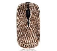 SA@ Luxury Bling Rechargeable Wireless Mouse with Austrian Crystal Rhinestone,Flat Slim Mouse for Laptop PC Girl's Gift (Rose Gold)