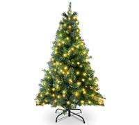 SA Products 4ft Pre-Lit Artificial Christmas Tree - 400 Alaskan Pine Tips - Christmas Tree with 200 Vibrant LED Lights, 8 Lighting Modes & Timer, Slim PVC Xmas Tree for Small Spaces & Holiday Decor