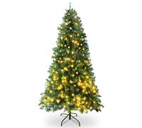 SA Products - 6ft Pre-Lit Christmas Tree - 1,142 Alaskan Pine Tips - Christmas Tree with 400 Vibrant LED Lights, 8 Lighting Modes & Timer, Slim PVC Xmas Tree for Small Spaces & Holiday Decor