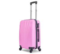 SA Products Cabin Suitcase - Hardshell Airline-Approved Luggage Bag for Travel - Cabin Bag with Inner Pockets, Extendable Top Handle, Side Handle, 4 Spinner Wheels, Lock - 55x22x38cm, 35L, Pink