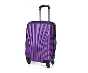 SA Products Cabin Suitcase - Hardshell Airline-Approved Luggage Bag for Travel - Cabin Bag with Inner Pockets, Extendable Top Handle, Side Handle, 4 Spinner Wheels, Lock - 55x22x38cm, 35L, Purple
