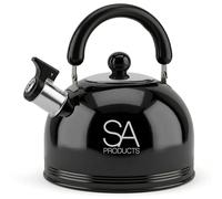 SA Products Camping Kettle 3L - Stainless Steel Whistling Kettle - Portable Stove Top Kettle for Coffee & Tea - Camping Kettle for Gas Stove & Open Fire - Camp Stove Kettle - Black