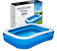 SA Products Paddling Pool 2.6M Inflatable Swimming Pool, Large PVC Rectangular Family Garden Pool for Kids & Adults, Outdoor Summer Water Play Backyard, with Repair Patches (262 x 175 x 51 cm)