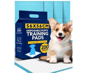 SA Products Puppy Pads 200 Pack, Training Pads, | Super Absorbent Large Leak-Proof Heavy Duty Dog Training, (56 x 56cm), Blue