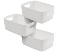 SA Products Set of 3 Storage Box | Storage Boxes with Handle | Plastic Storage Basket , Organiser Box | Cupboard Organiser, Storage Baskets For Cupboard Storage, Kitchen Organiser, Kitchen Storage White