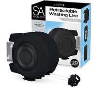 SA Products Wall Mounted Twin Cable Retractable Washing Line - 2x15m Long Clothes Line - 30m Extendable Laundry Drying String Line Heavy-Duty Plastic & Polyvinyl For Indoor & Outdoor Use - All Black