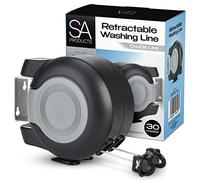 SA Products Wall Mounted Twin Cable Retractable Washing Line - 30m Long Clothes Line - Extendable Laundry Drying String Line Heavy-Duty Plastic & Polyvinyl - Ideal For Indoor & Outdoor Use - Black