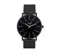 Saa'i Arabic Numeral Watch - Designer Timepiece - Unisex Eid Gift Islamic Geometric Zelige Saat Unisex Mens Womens Saai Leather Mesh- 2 Year Warranty (Noir/Black Metal)