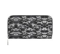 SAAKE Abstract Camouflage Print Women Leather Hand Wallet 7.9 X 3.9in Trendy Wallet Capacity Casual Travel Use, Black, One Size