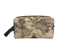 SAAKE Ancient Map World Globe Print Travel Cosmetic Large Capacity Zippered Storage Bag For Toiletries Daily Essentials, White, One Size
