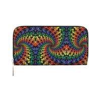SAAKE Bear Dancing Tie Dye Print Women Leather Hand Wallet 7.9 X 3.9in Trendy Wallet Capacity Casual Travel Use, Black, One Size