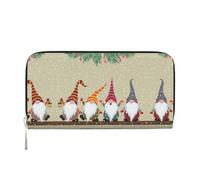 SAAKE Christmas Gnomes Print Women Leather Hand Wallet 7.9 X 3.9in Trendy Wallet Capacity Casual Travel Use, Black, One Size