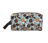 SAAKE Cute Dog Print Travel Cosmetic Large Capacity Zippered Storage Bag For Toiletries Daily Essentials, White, One Size