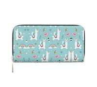 SAAKE Cute Llama Print Women Leather Hand Wallet 7.9 X 3.9in Trendy Wallet Capacity Casual Travel Use, Black, One Size