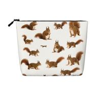 SAAKE Cute Squirrel Print Single-Layer Makeup Bag Travel Cosmetic Bag With Zippered Pouches Women Essentials, Black, One Size