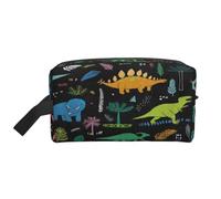 SAAKE Dinosaur Palm Leaf Print Travel Cosmetic Large Capacity Zippered Storage Bag For Toiletries Daily Essentials, White, One Size