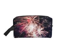 SAAKE Explosion Firework Print Travel Cosmetic Large Capacity Zippered Storage Bag For Toiletries Daily Essentials, White, One Size