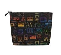 SAAKE Game Video Gaming Pattern Print Single-Layer Makeup Bag Travel Cosmetic Bag With Zippered Pouches Women Essentials, Black, One Size
