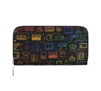 SAAKE Game Video Gaming Pattern Print Women Leather Hand Wallet 7.9 X 3.9in Trendy Wallet Capacity Casual Travel Use, Black, One Size