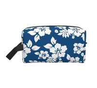 SAAKE Hawaii Flower Print Travel Cosmetic Large Capacity Zippered Storage Bag For Toiletries Daily Essentials, White, One Size