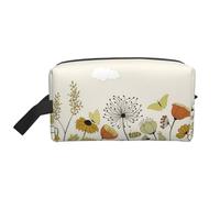 SAAKE Hen Flying Butterflies Among Flowers Print Travel Cosmetic Large Capacity Zippered Storage Bag For Toiletries Daily Essentials, White, One Size