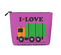 SAAKE I Love Garbage Trucks Print Single-Layer Makeup Bag Travel Cosmetic Bag With Zippered Pouches Women Essentials, Black, One Size